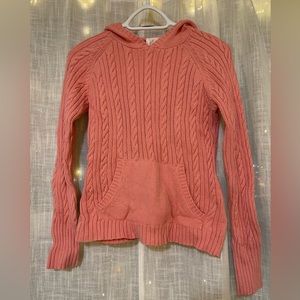 Ann Taylor LOFT knitted sweater with hoodie & front pocket.